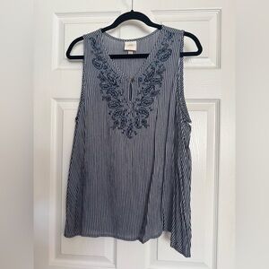 Knox Rose Blue Sleeveless Embellished Blouse